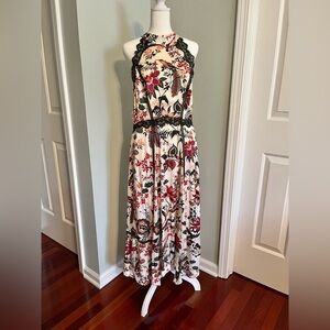 Anthropologie Lace and Satin Bird print Dress